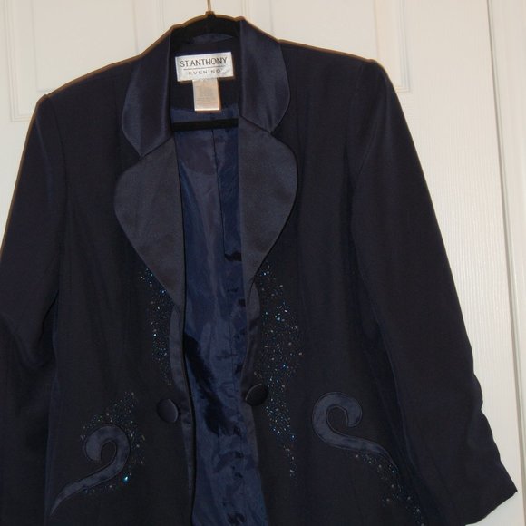 ST. ANTHONY Women's Midnight Blue Elegant  Dressy Jacket W/ Sequin Decor Size 12 - Picture 3 of 11